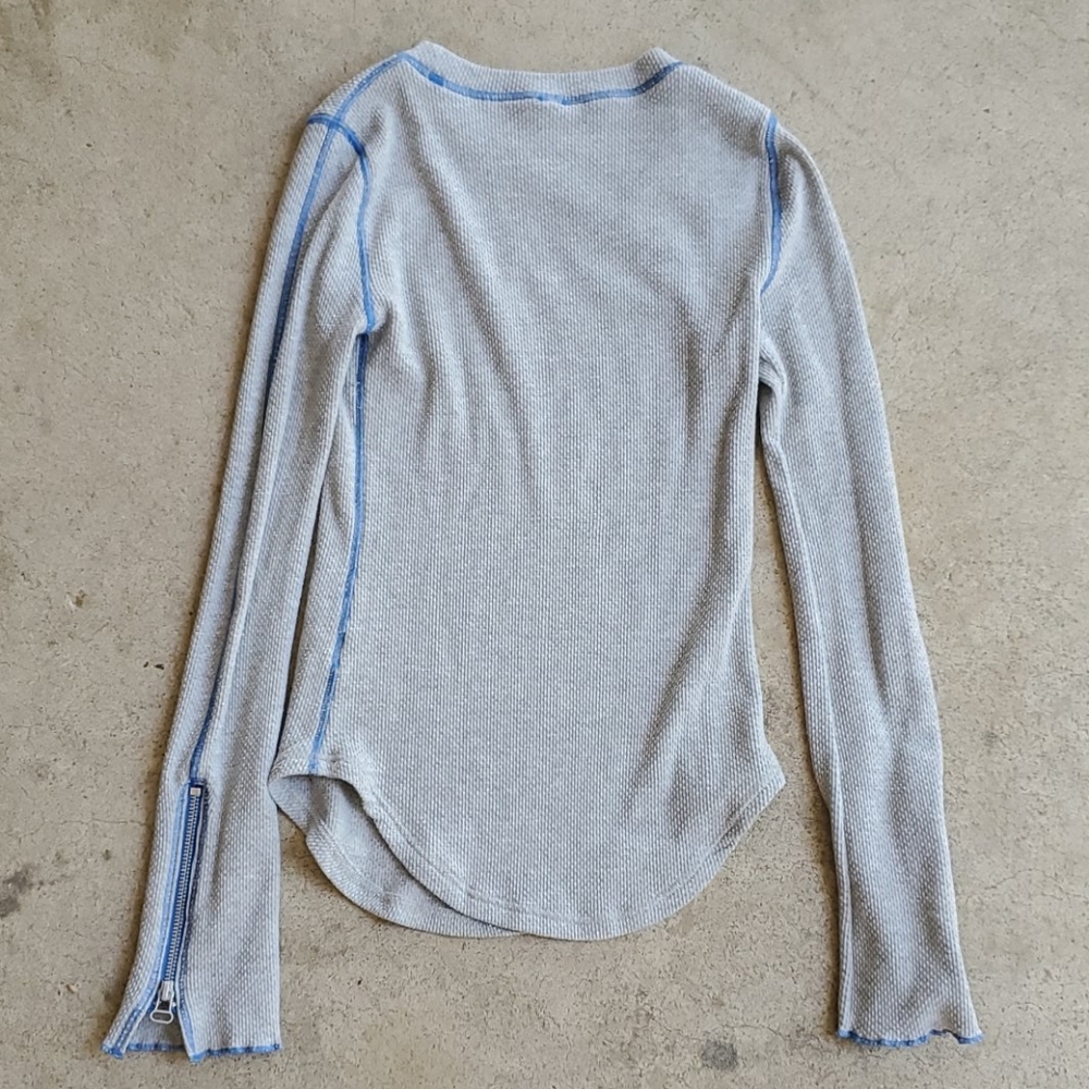 SOLDFree People Zip to it gray blue zipper thermal - Picture 8 of 10